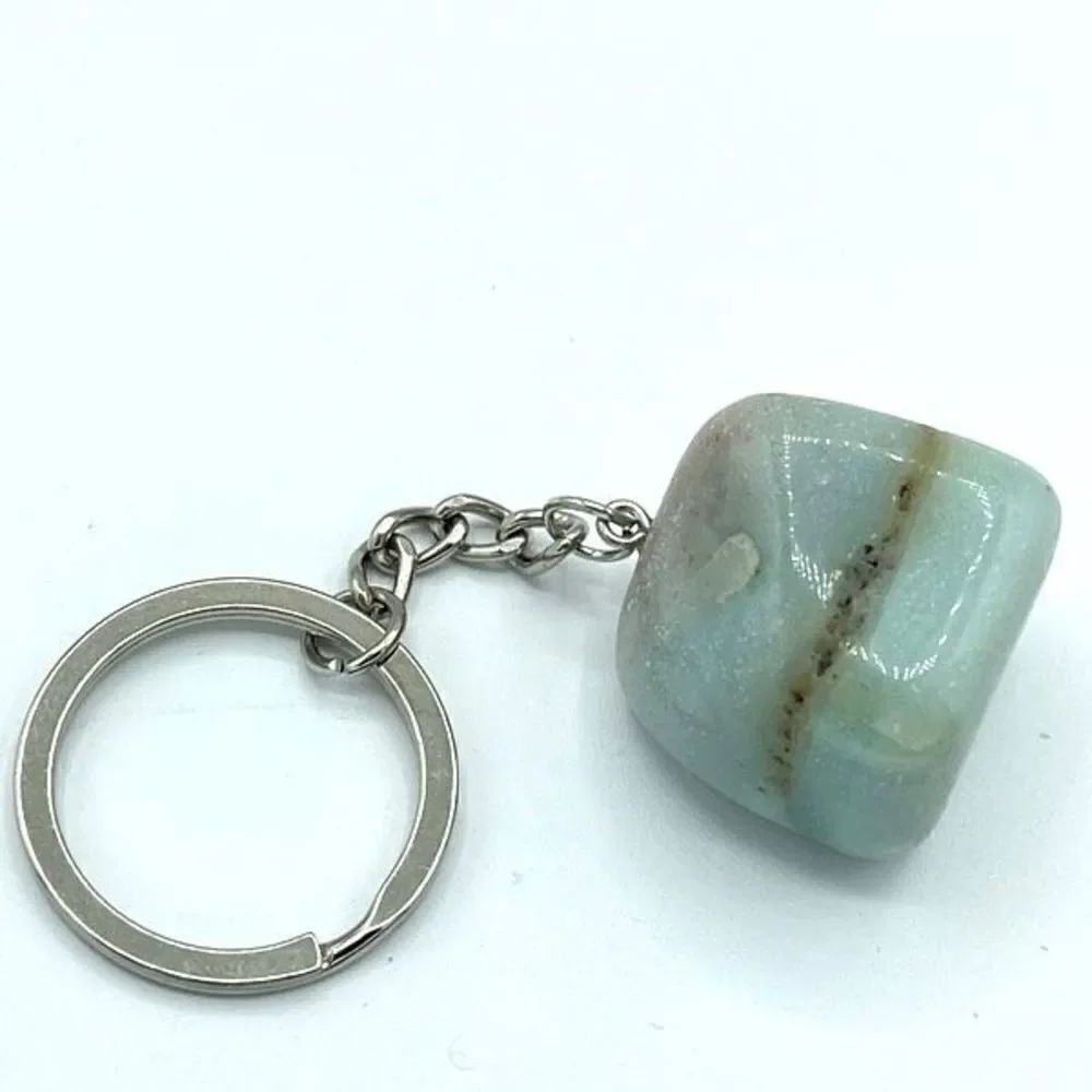 Amazonite tumble keychain key ring pendant chain NEW hand crafted luck fortune l